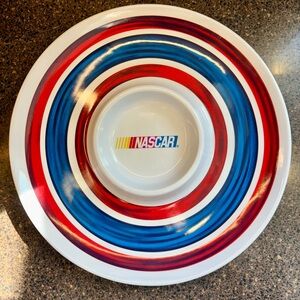 Nascar Red and Blue Striped Chips  & Dip Plate
